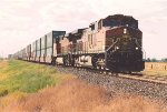 Eastbound stack train comes out of the siding after meeting the two "Builders"